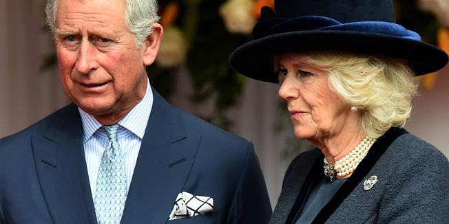 Britain's Prince Charles, Prince of Wales (L) and Britain's Camilla, Duchess of Cornwall (R) are seen during the welcoming of Irish President Michael D. Higgins and wife Sabina (not pictured) during the ceremonial welcome at the Royal Dais, in Windsor, west of London on April 8, 2014. Ireland's Michael D. Higgins is making the first state visit by a president of the republic since it gained independence from neighbouring Britain. The visit comes three years after Queen Elizabeth II made a groundbreaking trip to the republic, which helped to heal deep-rooted unease and put British-Irish relations on a new footing. Higgins' return visit will be seen as an official sign of further progress following the hard-won peace in Northern Ireland, which remains part of the United Kingdom. AFP PHOTO / POOL / BEN STANSALL