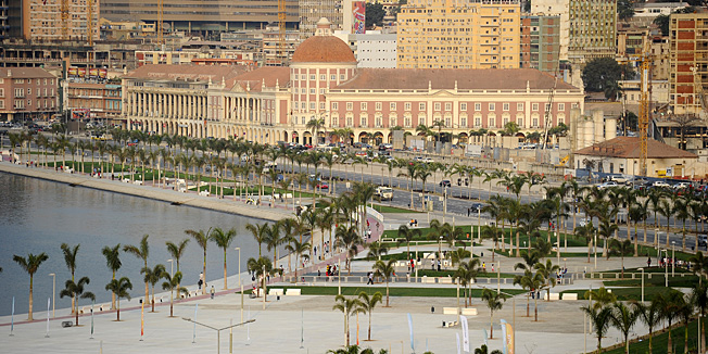 A general view of Luanda Central Business District (CBD) taken on August 30, 2012. The ruling Popular Movement for the Liberation of Angola party (MPLA) of President Jose Eduardo dos Santos, which has been in power since independence 37 years ago, competed on August 31 in the legislative poll against 8 other political parties, including the main opposition Union for the Total Independence of Angola (UNITA). Dos Santos promised that with a new term he would push ahead with his multi-billion-dollar drive to rebuild the country after the civil war that ended a decade ago. MPLA was widely expecting to win the elections and beat the UNITA former rebel movement which does not have the same access to funds or the state-controlled media.  AFP PHOTO / STEPHANE DE SAKUTIN