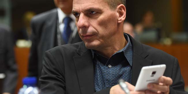 Greece's Finance Minister Yanis Varoufakis attends an economic and financial affairs council (ECOFIN) at the European Council in Brussels, on March 10, 2015. AFP PHOTO/Emmanuel Dunand
