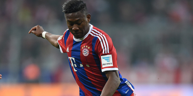 MUNICH, GERMANY - MARCH 22:  David Alaba of Muenchen controls the ball during the Bundesliga match between FC Bayern Muenchen and Borussia Moenchengladbach at Allianz Arena on March 22, 2015 in Munich, Germany.  (Photo by Matthias Hangst/Bongarts/Getty Images)