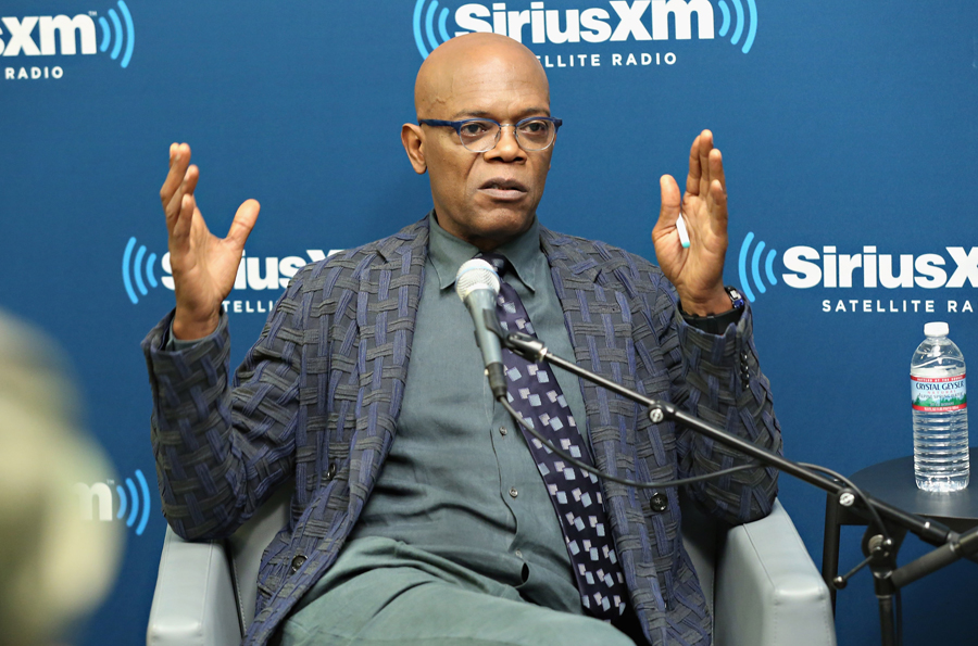 NEW YORK, NY - APRIL 02: Actor Samuel L. Jackson takes part in a SiriusXM 'Town Hall' special with host Matt Bean, Editor of Entertainment Weekly, on SiriusXM's Entertainment Weekly Radio channel at the SiriusXM Studio on April 2, 2014 in New York City.   Cindy Ord/Getty Images for SiriusXM/AFP