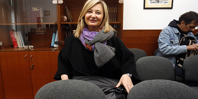 Zagreb, 150514.Zupanijski sud, Zrinjevac.Sudjenje Vladimiru Selebaju, njegovoj bivsoj supruzi Dijani Culjak te ostalima optuzenima za sudjelovanje u izvlacenju miljunskih iznosa iz produkcijskih tvrtki CORE media i Media spot. Na fotografiji: Dijana Culjak.Foto: Damjan Tadic / CROPIX