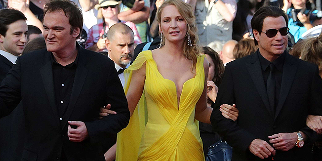 TOPSHOTS(From C, L) US director Quentin Tarantino, US actress Uma Thurman, US actor John Travolta, US actress Kelly Preston and US producer Lawrence Bender arrive for the screening of the film 