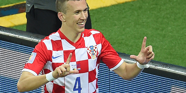 Croatia's midfielder Ivan Perisic celebrates his goal during a Group A football match between Cameroon and Croatia in the Amazonia Arena in Manaus during the 2014 FIFA World Cup on June 18, 2014.  AFP PHOTO / EMMANUEL DUNAND