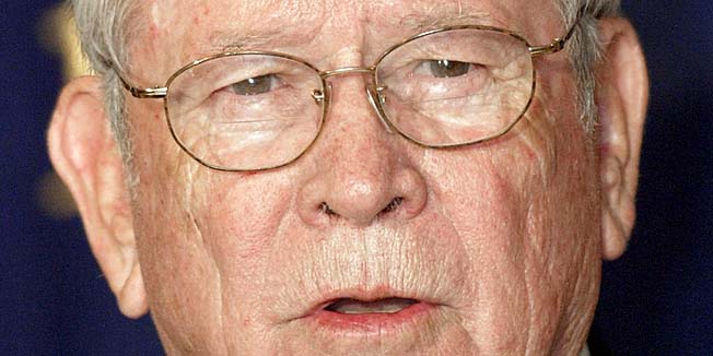 (FILES) US Ambassador to Japan Howard Baker delivers a speech during a luncheon at the Foreign Correspondents' Club in Tokyo, in this December 4, 2003, file photo. Baker, a former Senate majority leader and presidential contender known for his ability to achieve compromise across the political aisle, died on June 26, 2014. He was 88. Early in his career, as top Republican on the Senate committee probing the Watergate scandal, it was Baker who famously posed the central question of the investigation when he asked: 