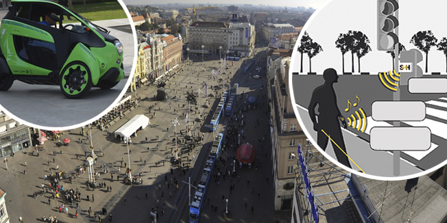 Zagreb, 181011.Trg bana Jelacica.Lijep i suncan jesenski dan, kada je sunce nisko na horizontu, omogucio je igru svjetla i sjene.Foto: Ivan Mijic / CROPIX 