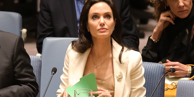 NEW YORK, NY - APRIL 24: Actress/activist Angelina Jolie attends a United Nations Security Council Meeting on the situation in the Middle East And Syria at United Nations on April 24, 2015 in New York City.   Jemal Countess/Getty Images/AFP== FOR NEWSPAPERS, INTERNET, TELCOS & TELEVISION USE ONLY ==