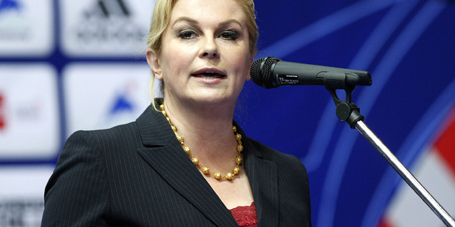 Zagreb, 020515.Trg Kresimira Cosica.U Domu sportova svecano je otvoren Judo Grand Prix Zagreb 2015 - Croatia.Na fotografiji: Kolinda Grabar Kitarovic.Foto: Ronald Gorsic / CROPIX