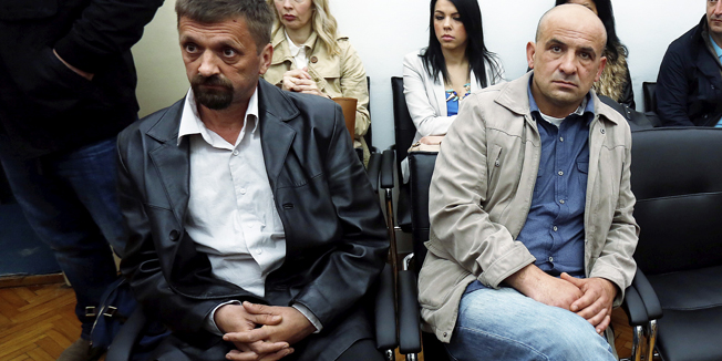 Zagreb, 060514.Zupanijski sud na Zrinjevcu.Danas je na Zupanijskom sudu nastavljeno sudjenje za operaciju Medacki dzep.Na fotografiji optuzeni Velibor Solaja i Josip Mrsic, koji je danas priznao ubojstvo.Foto; Damjan Tadic / CROPIX 