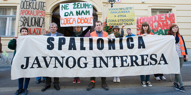 Zagreb, 091014.Cirilometodska ulica.U organizaciji Franjevackog savjetovnog reda i Franjevacke mladezi, a u suradnji s ekoloskim udrugama ispred Gradske vijecnice odrzan je prosvjed protiv izgradnje spalionice otpada u Zagrebu.Foto: Darko Tomas / CROPIX