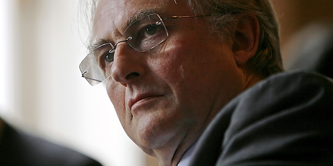 British ethologist, writer and Oxford University graduate Richard Dawkins, watches a film as he attends the launch of the 