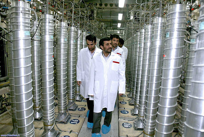 (FILES) -- A handout picture released by the official website of Iran's presidency office on April 8, 2008 shows Iranian President Mahmoud Ahmadinejad visiting the Natanz uranium enrichment facility, 270 kms south of Tehran. Iran began on February 9, 2010 enriching uranium to 20 percent purity level at its Natanz plant in defiance of world powers but under the supervision of inspectors from the UN nuclear watchdog, state media said. AFP PHOTO/HO == RESTRICTED EDITORIAL USE ==