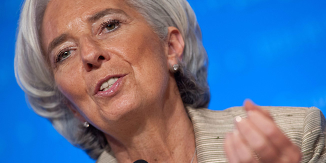 International Monetary Fund (IMF) Managing Director Christine Lagarde speaks at a press conference after the International Monetary and Financial Committee (IMFC) meeting at the 2013 World Bank/IMF Spring meetings in Washington on April 20, 2013.     AFP PHOTO/Nicholas KAMM