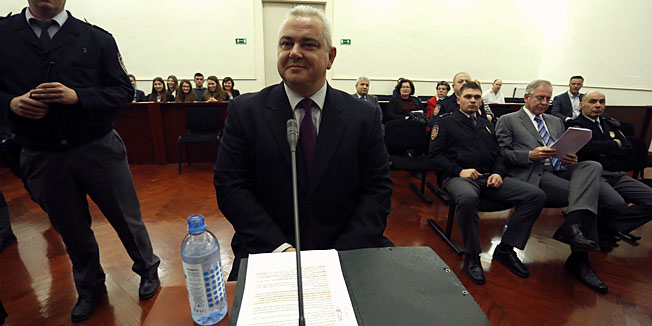 Zagreb, 281013.Zupanijski sud na Zrinjevcu.U nastavku sudjenja za Fimi mediju, obranu danas iznosi bivsi glasnogovornik Vlade RH i HDZ-a Ratko Macek.Na fotografiji: Ratko Macek u sudnici.Foto: Damjan Tadic / CROPIX