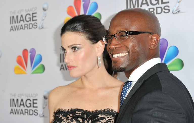 LOS ANGELES, CA - FEBRUARY 17: Actress Idina Menzel (L) and actor Taye Diggs arrive at the 43rd NAACP Image Awards held at The Shrine Auditorium on February 17, 2012 in Los Angeles, California.   Alberto E. Rodriguez/Getty Images for NAACP Image Awards/AFP
