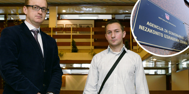 Velika Gorica, 060214.Reportaza o pocetku rada agencije za legalizaciju u skoplu Ministarstva graditeljstva.Na fotografiji: sef agencije Robert Kucicnic i zaposlenik pisarnice Filip Tonkovic.Foto: Marko Todorov / CROPIX