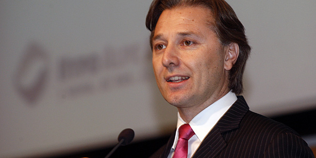 Zagreb, 260213.Slavonska avenija 6.U Hypo centru predstavnici Hypo Alpe Adria Bank predstavili su polugodisnju publikaciju Odjela za ekonomska istrazivanja'Macroeconomic Outlook 2013-2014' koja sadrzi analize gospodarskih kretanja.Na fotografiji: Markus Ferstl (predsjednik uprave HypoAlpe-Adria-Bank).Foto: Nenad Dugi / CROPIX