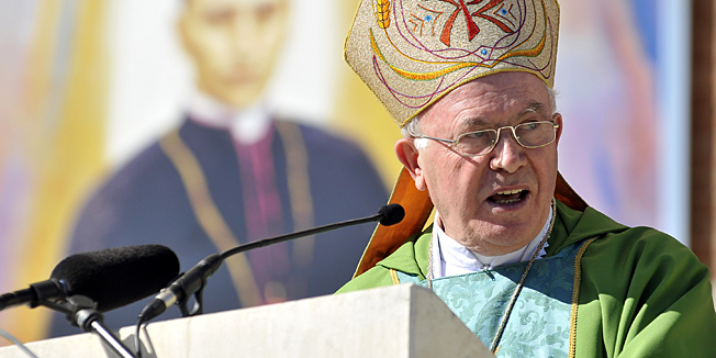 Marija Bistrica, 021011.Marija Bistrica, vojno hodoscasce u svetiste Majke Bozje Bistricke.Misu je predvodio vrh bosanski kardinal Vinko Puljic.na slici: vojni ordinarij Juraj Jezerinac.Foto: Bruno Konjevic / CROPIX