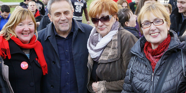 Zagreb, 140214.Zrinjevac.Predsjednik RH Ivo Josipovic i gradonacelnik Zagreba Milan Bandic nazocili su obiljezavanju svjetske kampanje protiv nasilja nad zenama Milijarda ustaje za pravdu.Na fotografiji: Milan Bandic.Foto: Marko Todorov / CROPIX