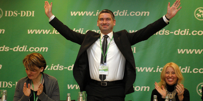 Porec, 140214.U hotelu Parentium odran je 25. Sabor IDS-a. Na Saboru je izabrano novo rukovodstvo i novi predsjednik stranke i izglasana je izmjena statuta stranke. Za novog predsjednika izabran je jedini kandidat Boris Miletic.Na fotografiji: novi predsjednik IDS-a Boris Miletic.Foto: Goran Sebelic / CROPIX