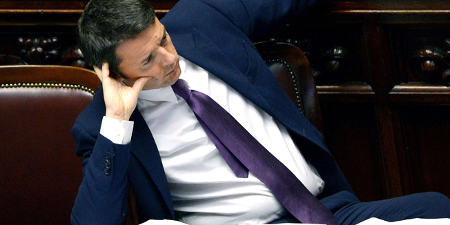 Newly-appointed Italian Prime Minister Matteo Renzi attends the second day of a debate for  confidence vote at the Italian Parliament in Rome on February 25, 2014. Renzi called for a 
