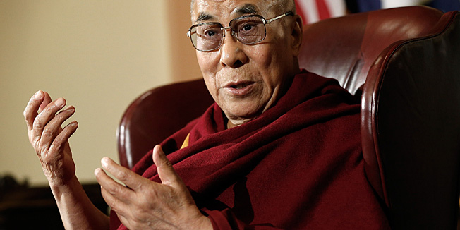 WASHINGTON, DC - MARCH 06: The Dalai Lama speaks during a meetng with U.S. Speaker of the House John Boehner at the U.S. Capitol March 6, 2014 in Washington, DC. The Dalai Lama is scheduled to meet with members of the U.S. Senate later in the day.   Win McNamee/Getty Images/AFP== FOR NEWSPAPERS, INTERNET, TELCOS & TELEVISION USE ONLY ==