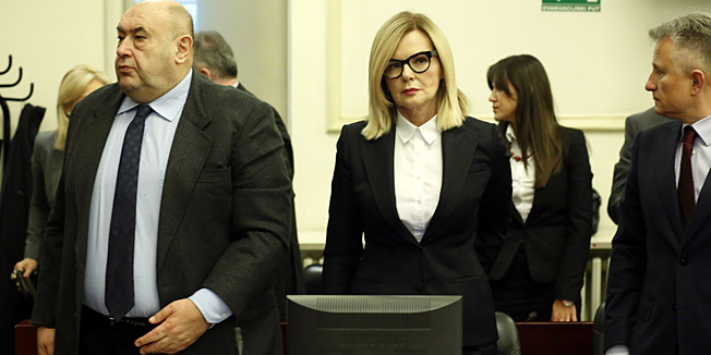 Zagreb, 030314.Zupanijski sud na Zrinjevcu. Nastavak sudjenja bivsem premijeru Ivi Sanaderu i drugima u slucaju Fimi Media. Na fotografiji: odvjetnici Cedo Prodanovic i Jasna Slokovic.Foto: Damjan Tadic / CROPIX