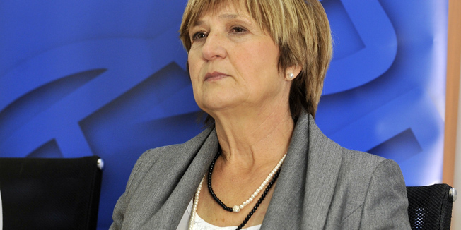 Zagreb, 131213.Ured Ruze Tomasic, Petrinjska ulica.Zastupnica u Europskom parlamentu Ruza Tomasic odrzala je danas konferenciju za medije.Na konferenciji su uz Ruzu Tomasic govorili Mate Mijic, voditelj ureda i Tamara Kalistovic, voditeljida ureda u Bruxelesu.Na fotografiji: Ruza Tomasic.Foto: Bruno Konjevic / CROPIX