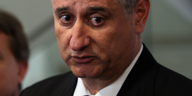 Maslenica, Jasenice, 240314.Predsjednik HDZ-a Tomislav Karamarko dosao je na proslavu 24. godisnjice osnivanja stranke HDZ-a u Jasenicama, kao i zupan Stipe Zrilic te Bozidar Kalmeta. Ugostio ih je nacelnika Opcine Jasenice Martin Baricevic.    Na fotografiji: Tomislav Karamarko i Bozidar Kalmeta.Foto: Jure Miskovic / CROPIX