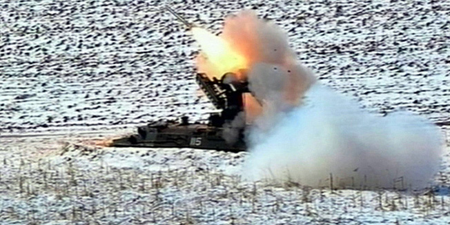 This video grab taken from North Korean TV on March 20, 2013 shows a Self-Propelled Suface to Air Missile during North Korean leader Kim Jong-Un's overseeing of a live fire military drill using drones and cruise missile interceptors.   Kim Jong-Un oversaw a live fire military drill using drones and cruise missile interceptors, state media said, amid heightened tensions on the Korean peninsula.  ----EDITORS NOTE --- RESTRICTED TO EDITORIAL USE - MANDATORY CREDIT 