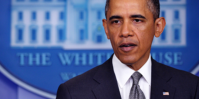 US President Barack Obama speaks on the Boston Marathon bombings on April 16, 2013 in the Brady Briefing Room of the White House in Washingoton, DC. Obama on Tuesday branded the Boston bombings a 