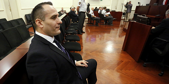 Zagreb, 060513.Zupanijski sud na Zrinjevcu.Nastavak sudjenja bivsem premijeru Ivi Sanaderu i drugima u slucaju Fimi media. Na fotografiji: svjedok Davor Blazevic Tigar.Foto: Damjan Tadic / CROPIX