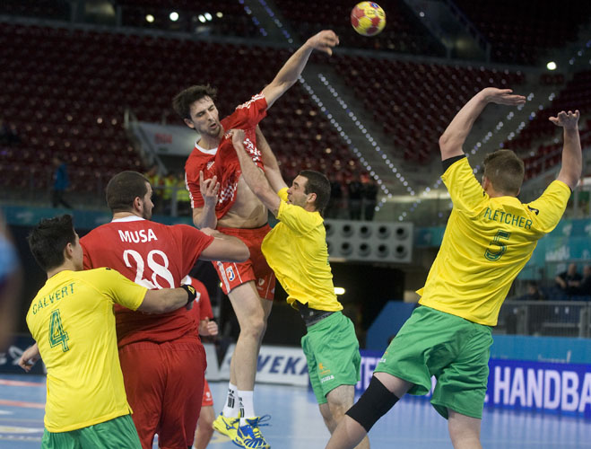 Madrid, Spanjolska, 120113.Gradska dvorana Caja Magica.Svjetsko prvenstvo u rukometu za muskarce Spanjolska 2013.Utakmica 1. kola D skupine izmedju Hrvatske i Australije.Na fotografiji: Marko Kopljar.Foto: Ante Cizmic / CROPIX