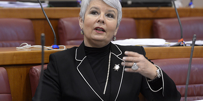 Zagreb, 310113.Markov trg, Sabor.Nastavak redovite sjednice Sabora s raspravom o prijedlogu zakona o izmjenama i dopunama Prekrsajnog zakona.Na slici: Jadranka Kosor.Foto: Goran Mehkek / CROPIX