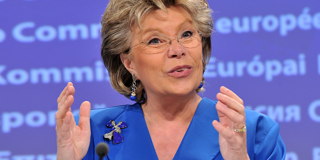 EU commissioner Justice, Fundamental Rights and Citizenship Viviane Reding gives a press conference on May 18, 2011 on a set of proposals that will ensure a better protection of crime victims at the EU Headquarters in Brussels. AFP PHOTO GEORGES GOBET
