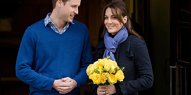 (FILES) A file picture taken on December 6, 2012, shows Britain's Catherine, Duchess of Cambridge, (R) and her husband Prince WiIliam, leaving the King Edward VII hospital in central London. Catherine marks her 31st birthday on Wednesday January 9, 2013, but her well-documented pregnancy is likely to make it a low-key celebration. St James's Palace said the Duchess of Cambridge would mark the occasion 