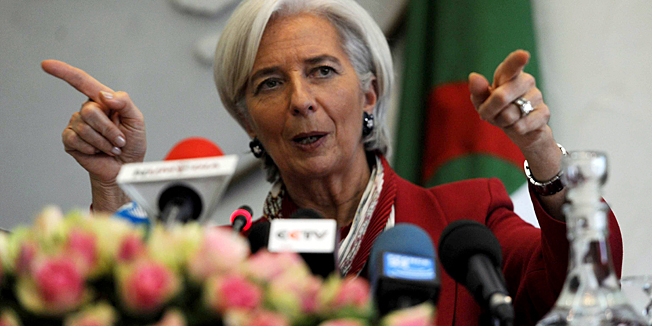 International Monetary Fund (IMF) chief Christine Lagarde speaks during a press conference in Algiers on March 13, 2013, on the second day of her three day visit to Algeria. AFP PHOTO/FAROUK BATICHE