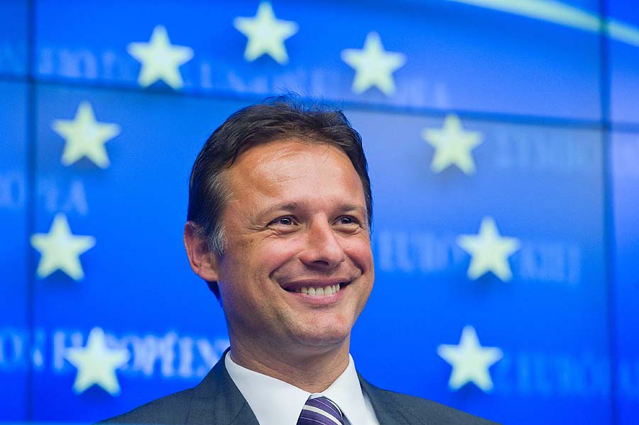 Croatia's Foreign Minister Gordan Jandrokovic smiles as he addresses the media after an accession conference at the EU Council in Brussels, Thursday June 30, 2011. (AP Photo/Geert Vanden Wijngaert)