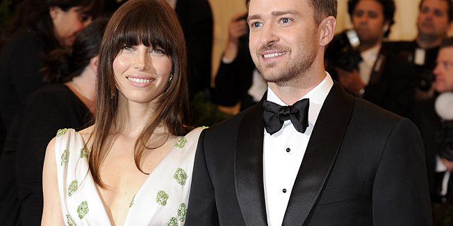 FILE - In this May 7, 2012, file photo, Jessica Biel and Justin Timberlake arrive at the Metropolitan Museum of Art Costume Institute gala benefit, celebrating Elsa Schiaparelli and Miuccia Prada in New York.  The couple released a statement Friday, Oct. 19, 2012, to People magazine confirming their wedding.  They said the ceremony was beautiful and it was special to be surrounded by our family and friends. (AP Photo/Evan Agostini, File)