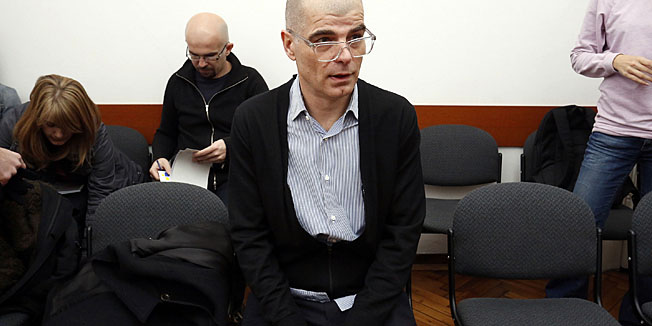 Zagreb, 111212.Zupanijski sud na Zrinjevcu.Na Zupanijskom sudu na Zrinjevcu nastavljeno je sudjenje Sinisi Svilanu. Trebao je svjedociti Vladimir Selebaj Sellier no nije se pojavio.Na fotografiji: Sinisa Svilan.Foto: Damjan Tadic / CROPIX
