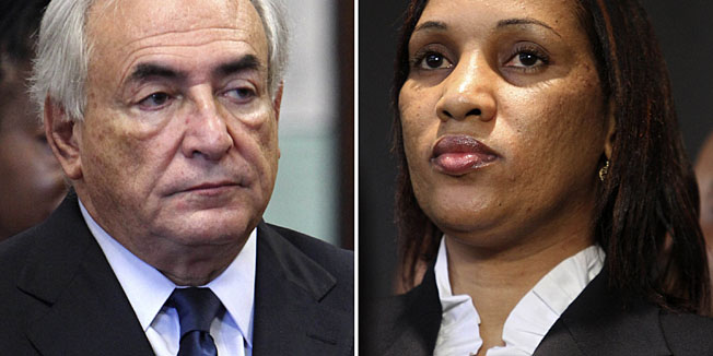 FILE - This combo image made from file photos shows former International Monetary Fund leader Dominique Strauss-Kahn on June 6, 2011, left, and Nafissatou Diallo on July 28, 2011, in New York. Strauss-Kahn and Diallo settled her lawsuit Monday, Dec. 10, 2012, over sexual assault allegations that sank his political career and spurred scrutiny of his dealings with women on two continents. (AP Photos, File)