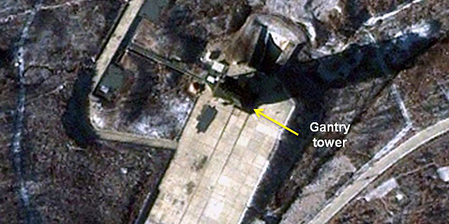 FILE - This Dec. 4, 2012 file satellite image taken by GeoEye, and annotated and distributed by North Korea Tech and 38 North shows the Sohae Satellite Launching Station in Tongchang-ri, North Korea. North Korea fired a long-range rocket Wednesday morning, Dec. 12, 2012 in its second launch under its new leader, defying warnings from the U.N. and Washington only days before South Korean presidential elections. North Korea declared the launch of a rocket and satellite a success, and state television planned a special broadcast about the launch at noon (0300 GMT).  This image was shared with the AP by the 38 North and North Korea Tech websites, which collaborate on analysis of the satellite imagery. (AP Photo/GeoEye via North Korea Tech and 38 North) MANDATORY CREDIT