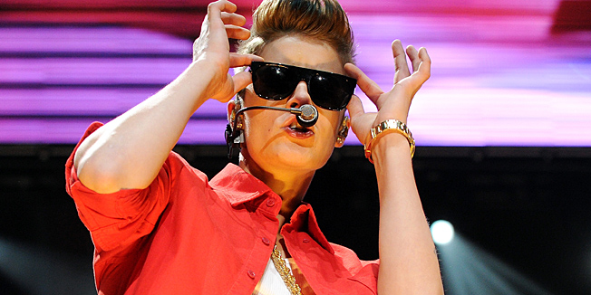Singer Justin Bieber performs at Z100's Jingle Ball 2012 presented by Aeropostale at Madison Square Garden on Friday Dec. 7, 2012 in New York. (Photo by Evan Agostini/Invision/AP)