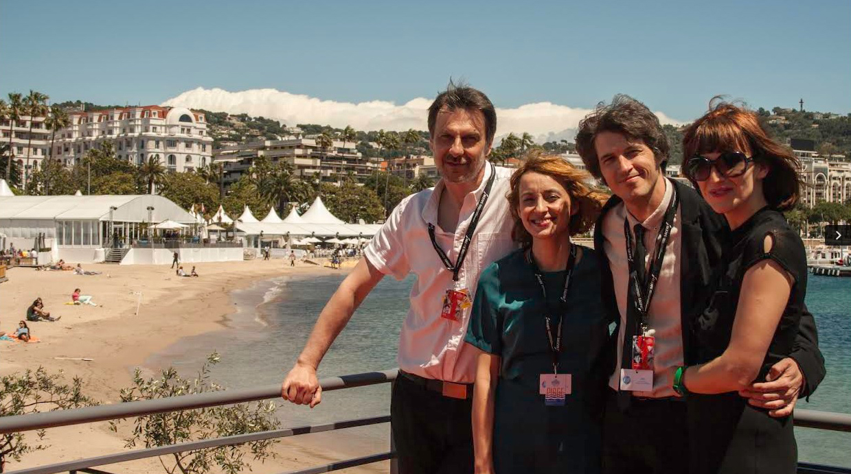Ekipa filma u Cannesu: Boris T. Matić, Lana Ujdur, Miroslav Sikavica i Marija Šimoković Sikavica