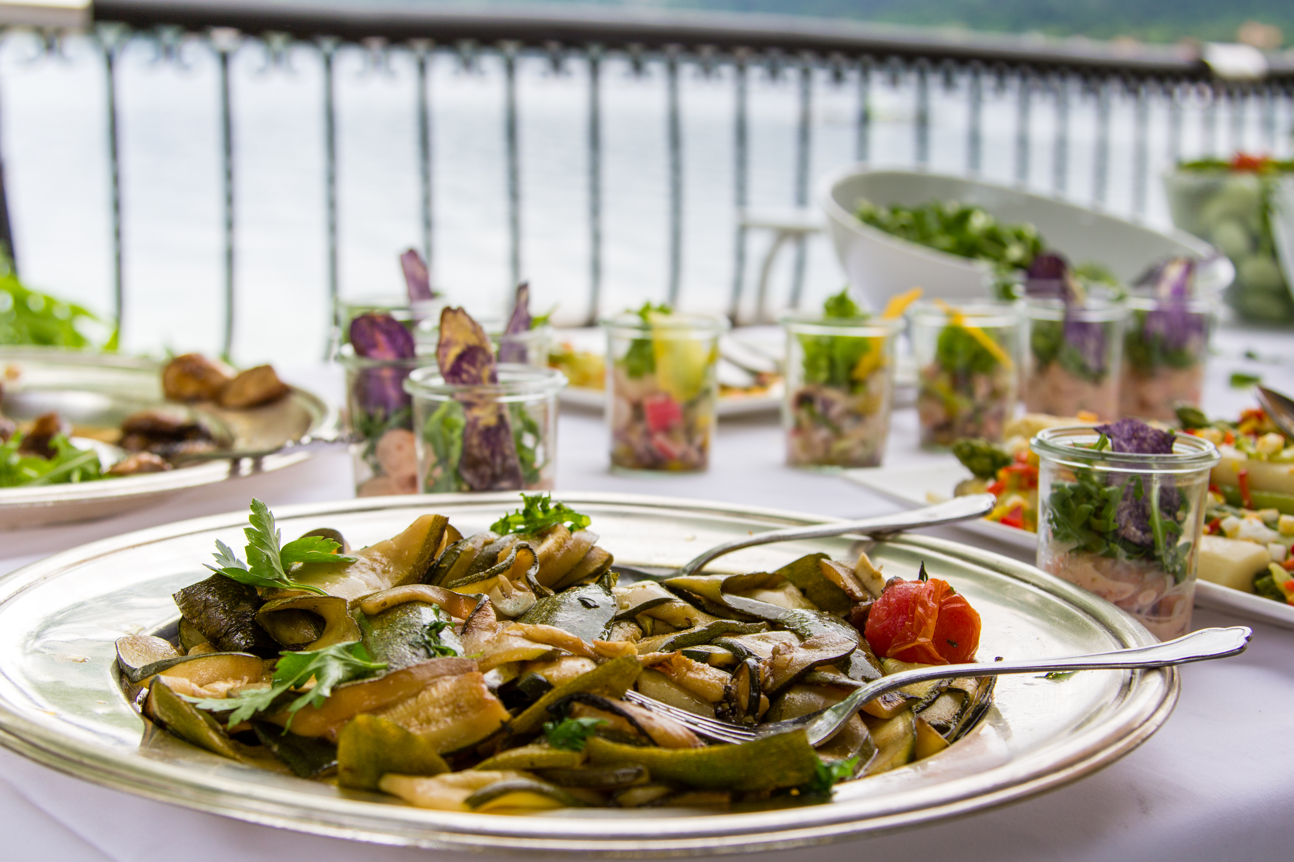 Fresh zucchini platter at a hotel buffet
