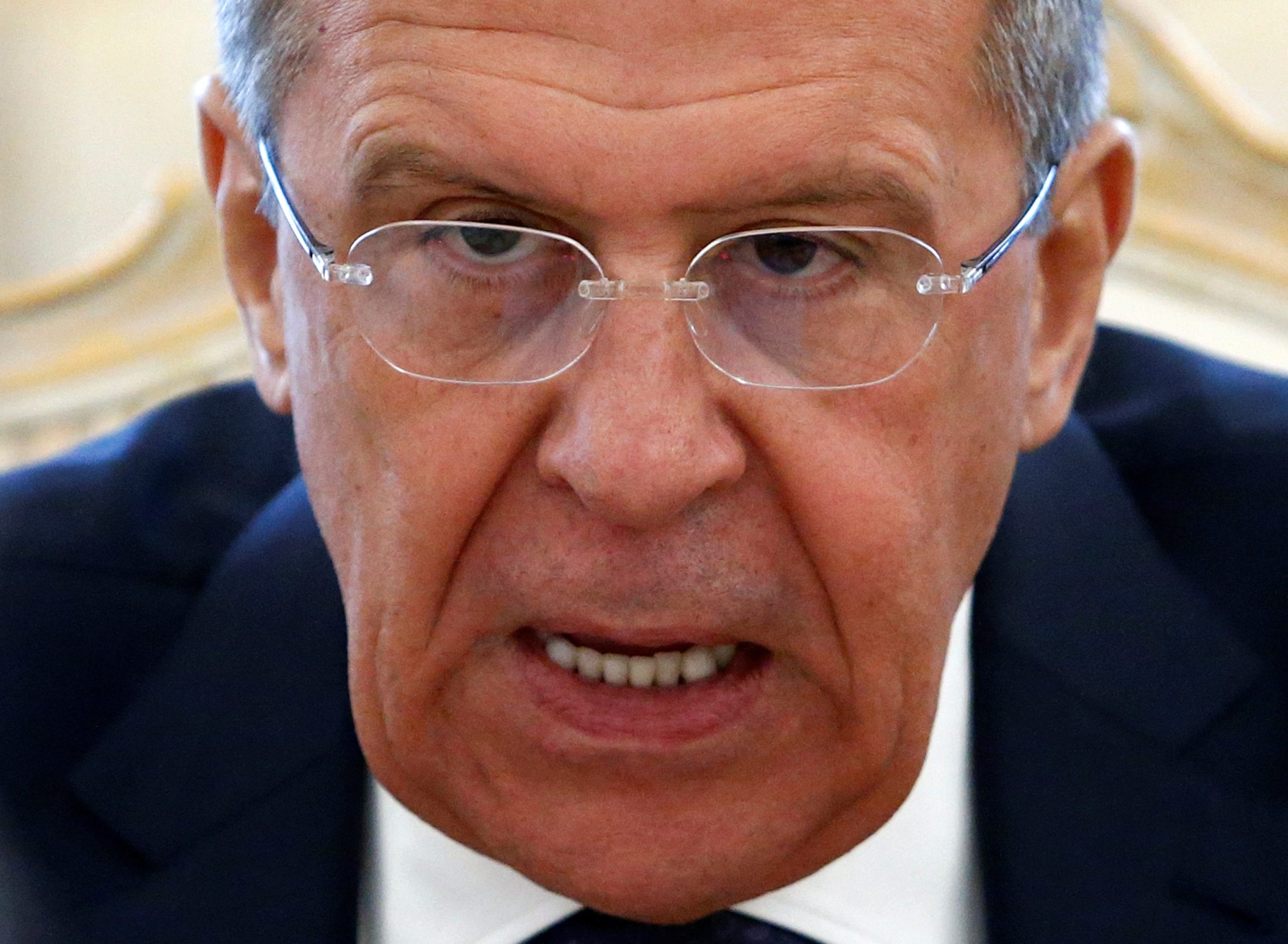 Russian Foreign Minister Sergei Lavrov speaks during a meeting with his Ethiopian counterpart Tedros Adhanom in Moscow, Russia, April 25, 2016. REUTERS/Sergei Karpukhin