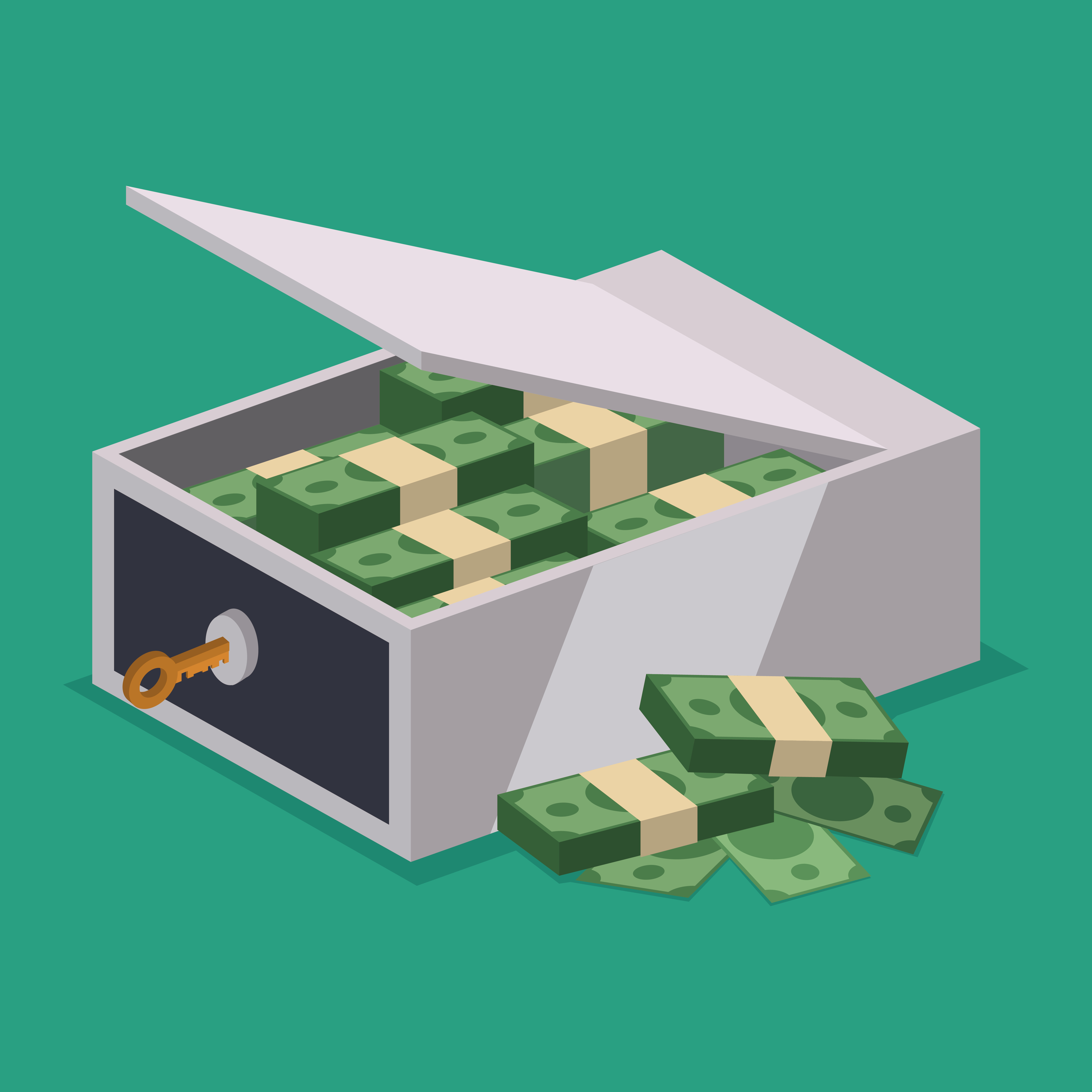 Strongbox design over green background, vector illustration.