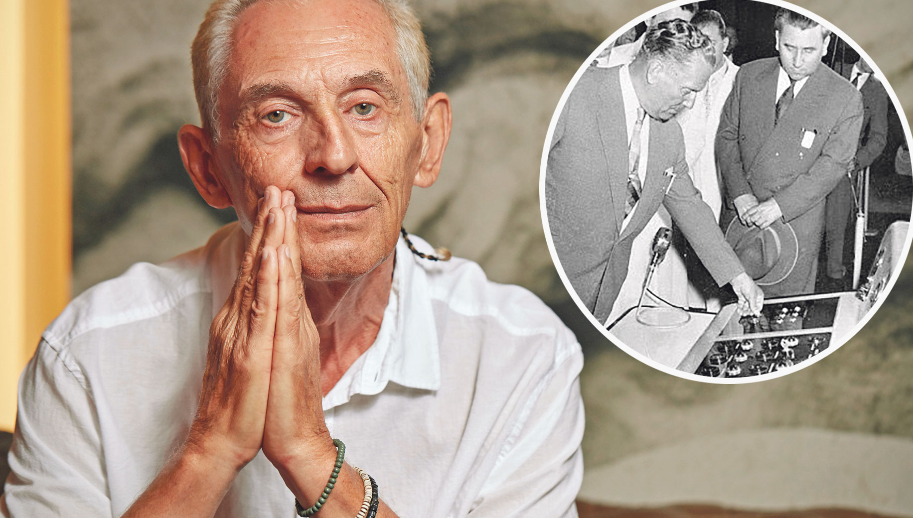 Saša Blagus (lijevo), Tito i Ranković u posjetu Institutu Ruđer Bošković 1962.g. (u krugu)