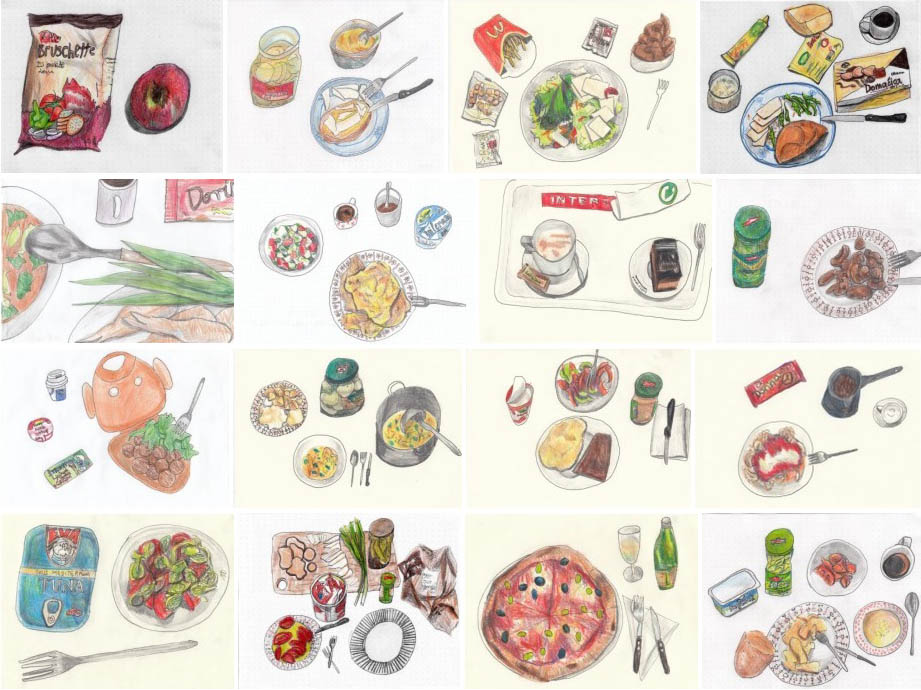 Iz ciklusa crteža 'Ručanja' Marte Tute 