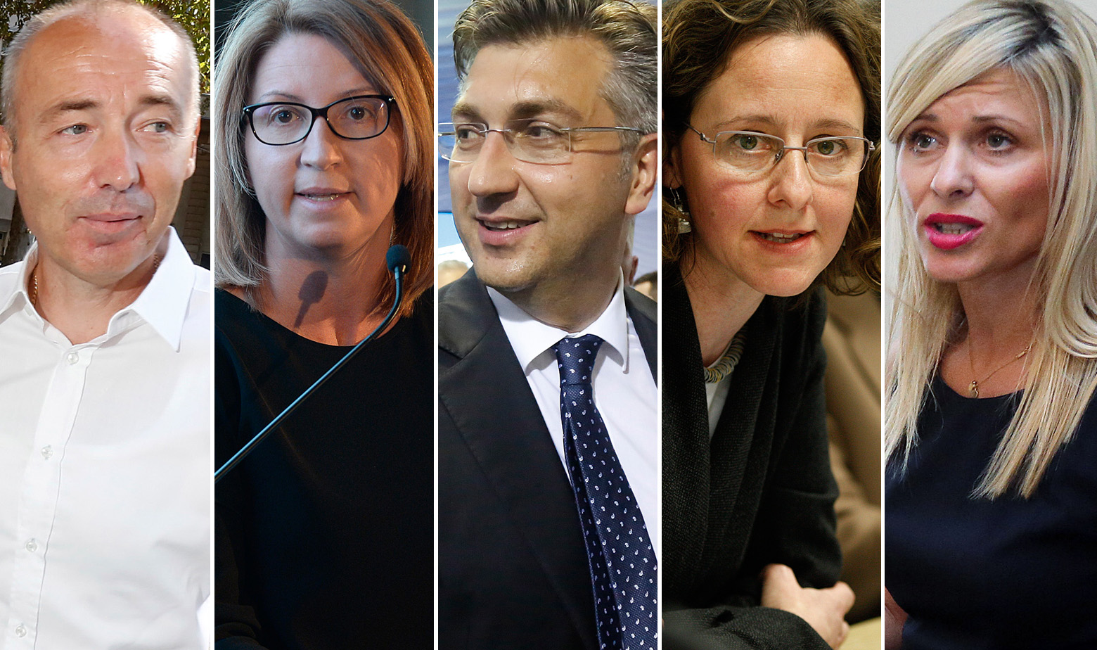 S lijeva na desno: Damir Krstičević, potencijalni ministar obrane, Ivana Maletić, potencijalna ministrica gospodarstva, Andrej Plenković, vjerojatni budući premijer RH, Nina Obuljen, potencijalna ministrica kulture, Dijana Zadravec, potencijalna ministrica zdravstva